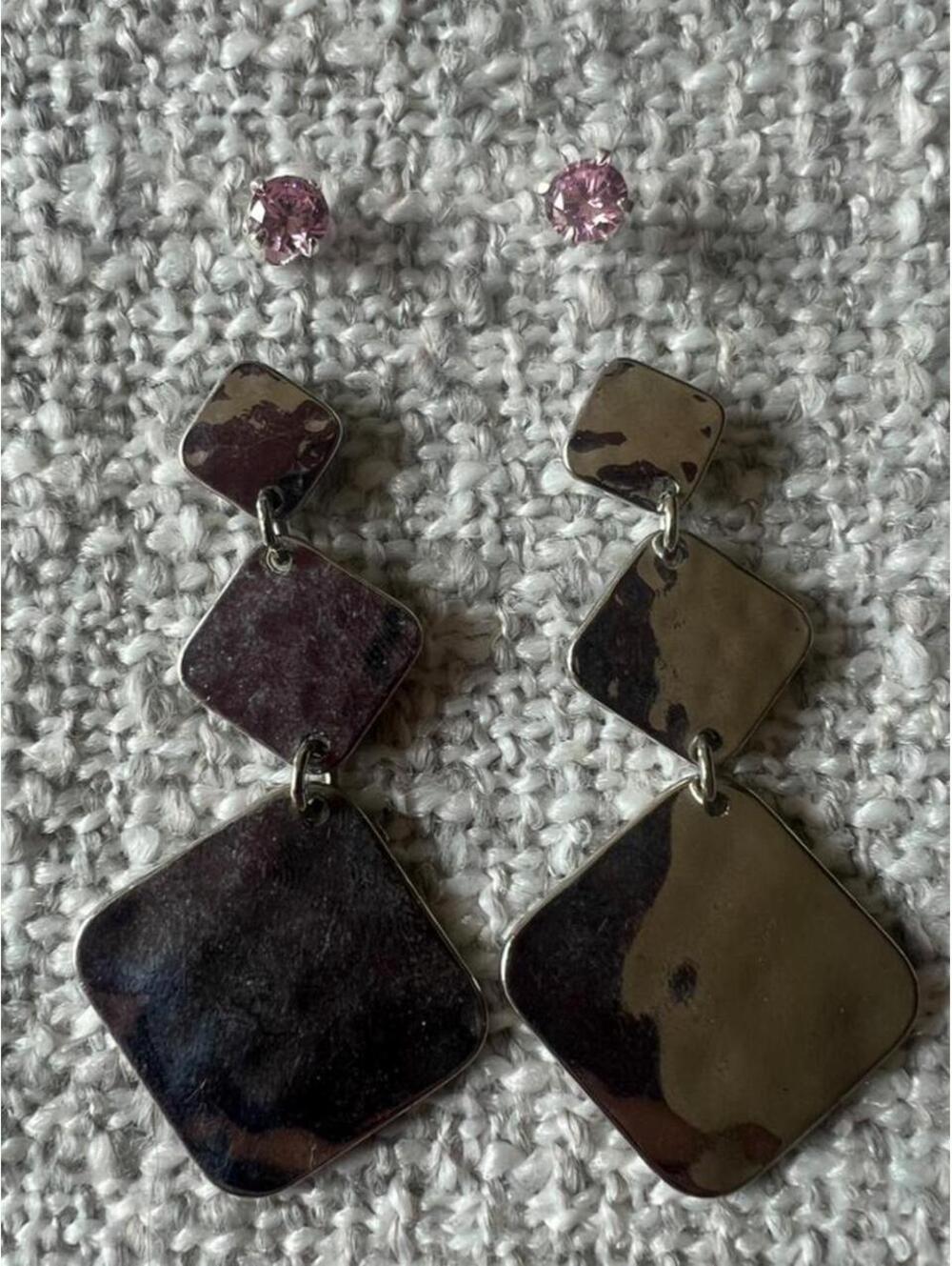 Pink Studs & Tiered Dangle Earrings (Set of 2)
